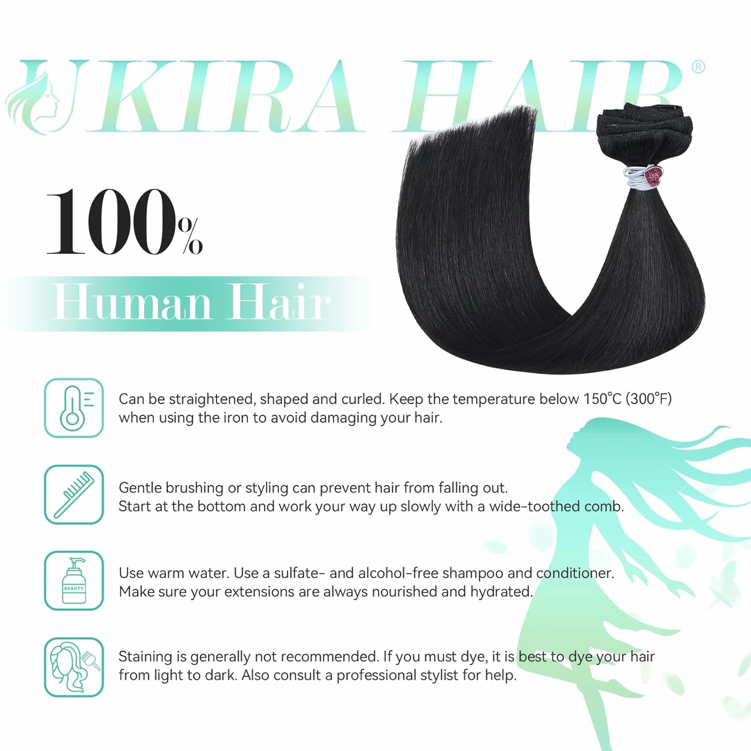 Ukira Black Hair Extensions Real Human Hair, 22 Inch 70g 7pcs Natural Black Human Hair Clip in Extensions, Soft Straight Remy Human Hair Clip in Hair Extensions Black Women