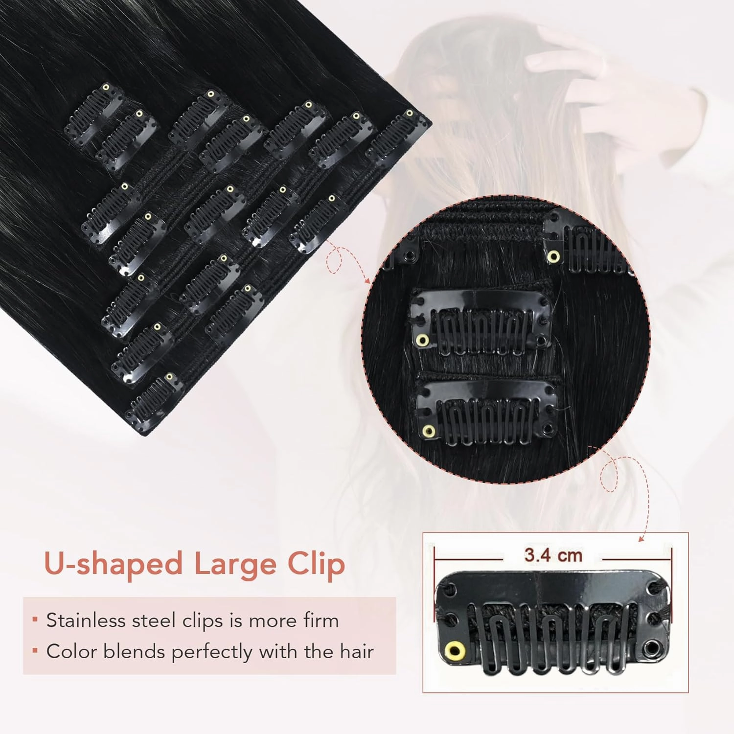 Ukira Black Silver Hair Extensions for Women Real Human Hair, 16 Inch 120g 7pcs Natural Black Fading to Grey Human Hair Clip in Extensions, Silky Natural Straight Remy Human Hair Clip ins