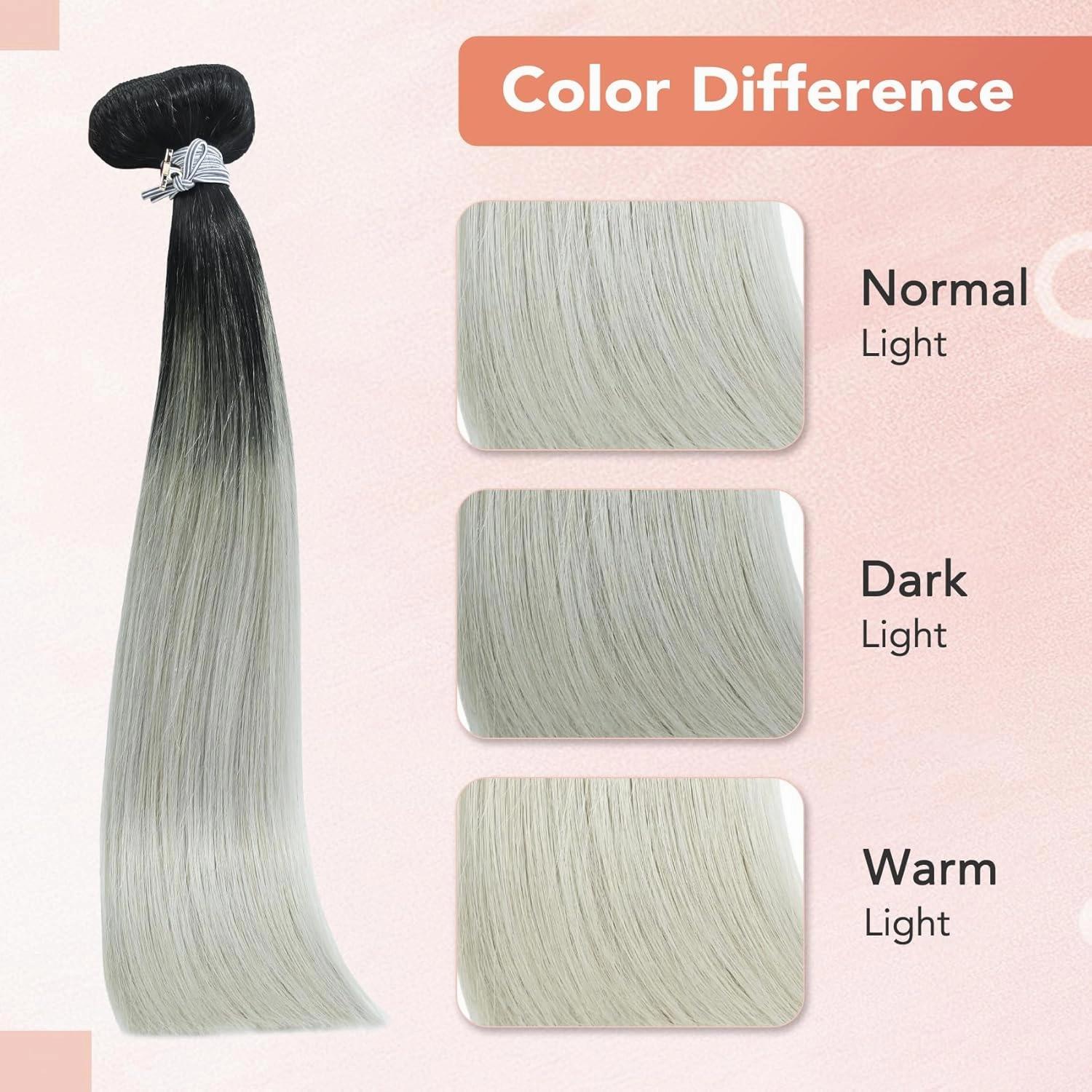 Ukira Black Silver Hair Extensions for Women Real Human Hair, 16 Inch 120g 7pcs Natural Black Fading to Grey Human Hair Clip in Extensions, Silky Natural Straight Remy Human Hair Clip ins