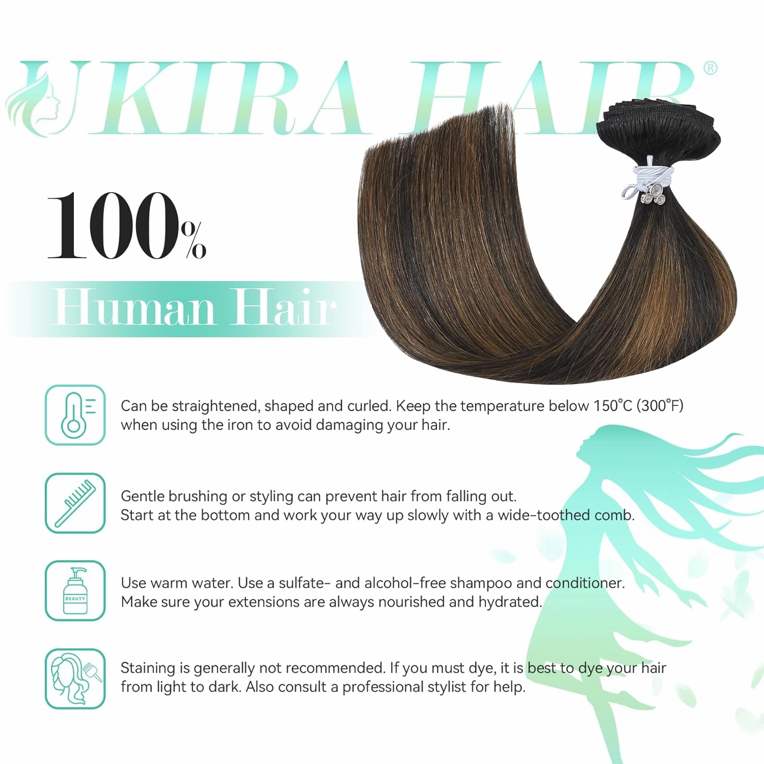 Ukira Brown Balayage Hair Extensions Real Human Hair, 18 Inch 70g 7pcs 2/6/2 Dark Brown to Chestnut Brown Ombre Clip in Hair Extensions, Natural Straight Remy Human Hair Clip in Extensions