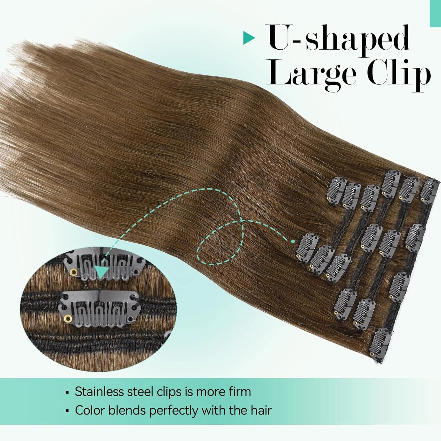 Ukira Brown Hair Extensions Real Human Hair, 18 Inch 70g 7pcs Light Brown Human Hair Extensions Clip ins for Women, Soft Natural Straight Remy Human Hair Clip in Extensions