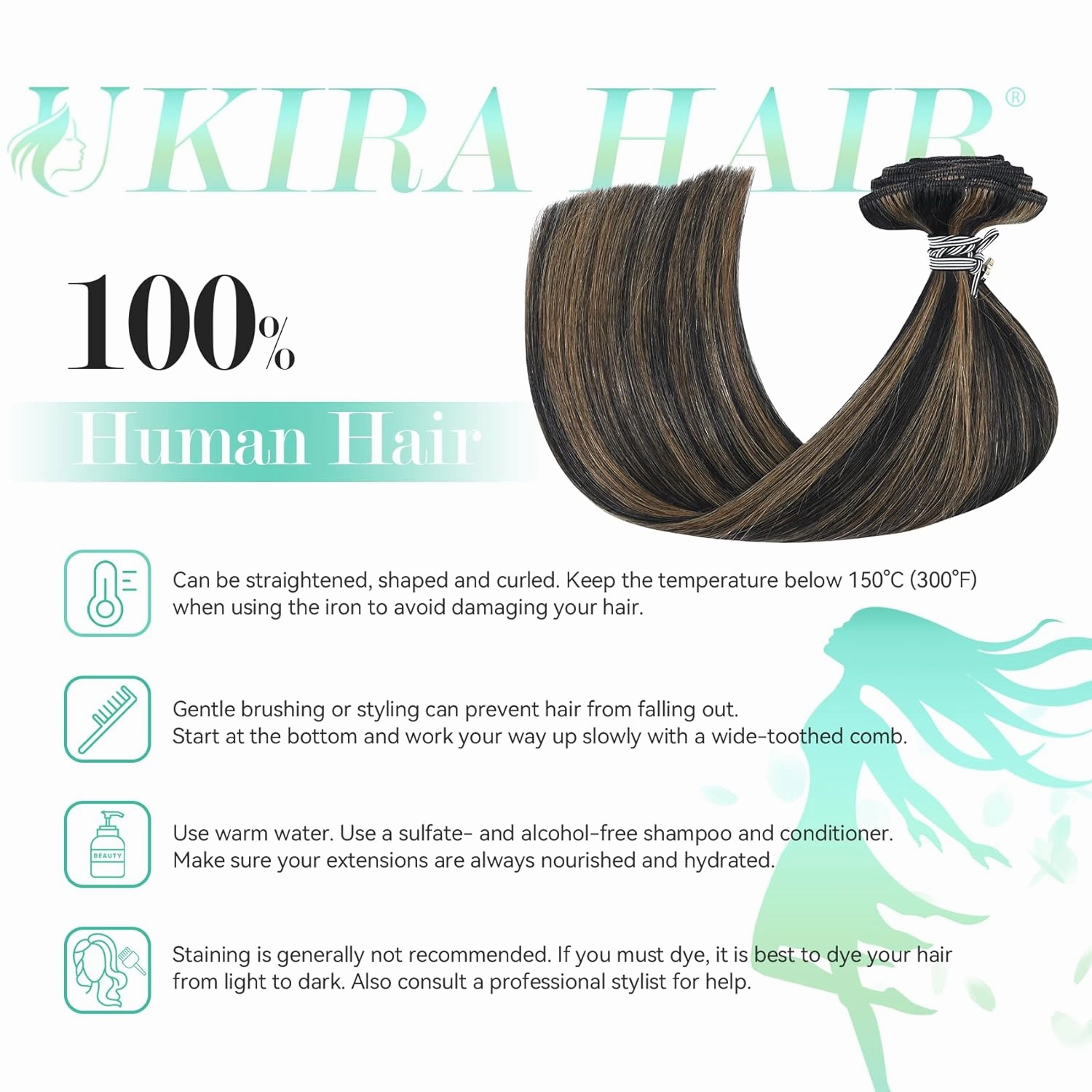 Ukira Clip in Hair Extensions Real Human Hair, 12 Inch 70g 7pcs Remy Human Hair Clip in Extensions, Natural Black Mixed Chestnut Brown Balayage Hair Extensions Real Human Hair for Women