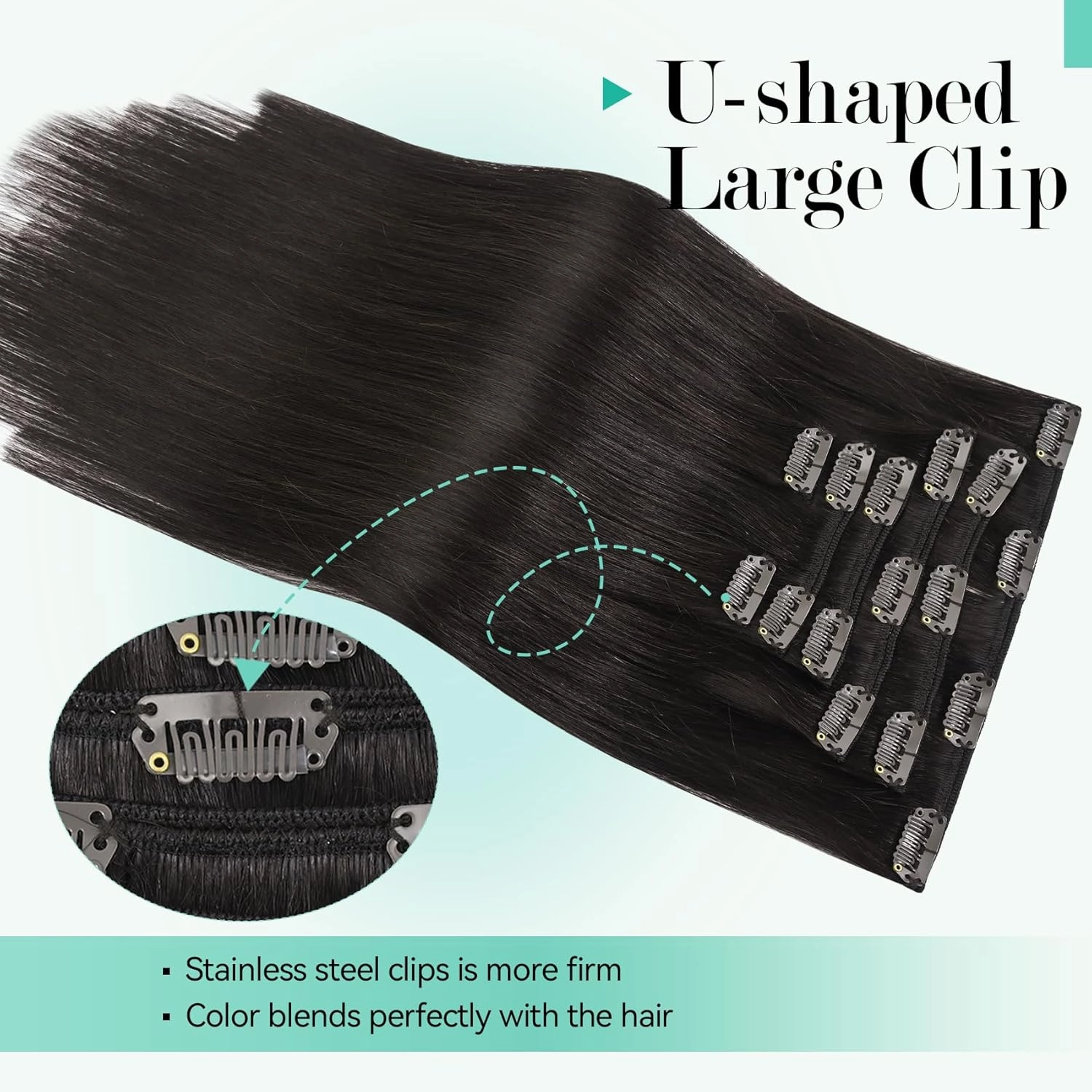 Ukira Dark Brown Hair Extensions Clip in Real Human Hair, 15 Inch 70g 7pcs Dark Brown Clip in Hair Extensions Real Human Hair, Soft Natural Straight Remy Human Hair Clip ins for Women