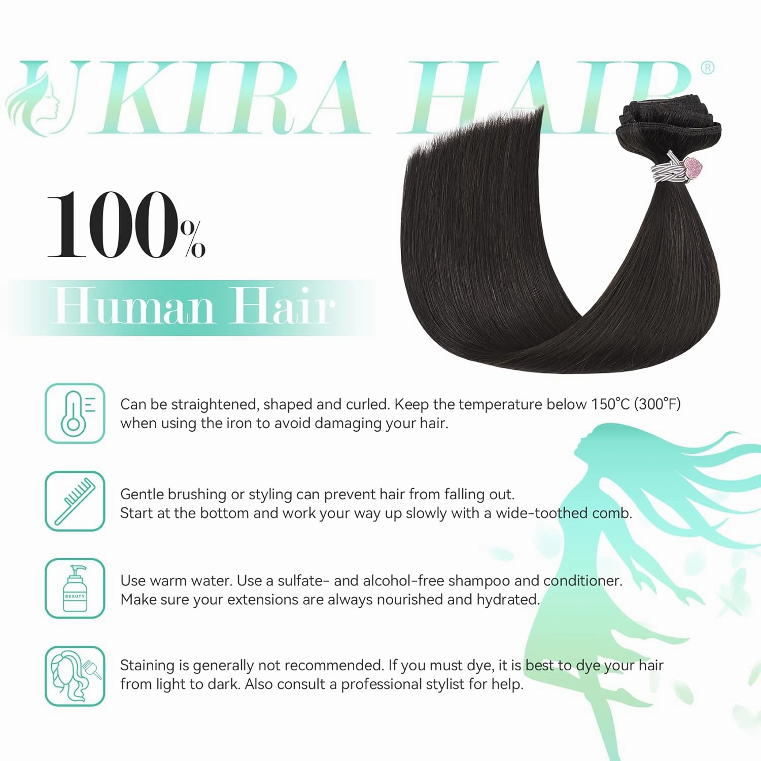 Ukira Dark Brown Hair Extensions Clip in Real Human Hair, 15 Inch 70g 7pcs Dark Brown Clip in Hair Extensions Real Human Hair, Soft Natural Straight Remy Human Hair Clip ins for Women