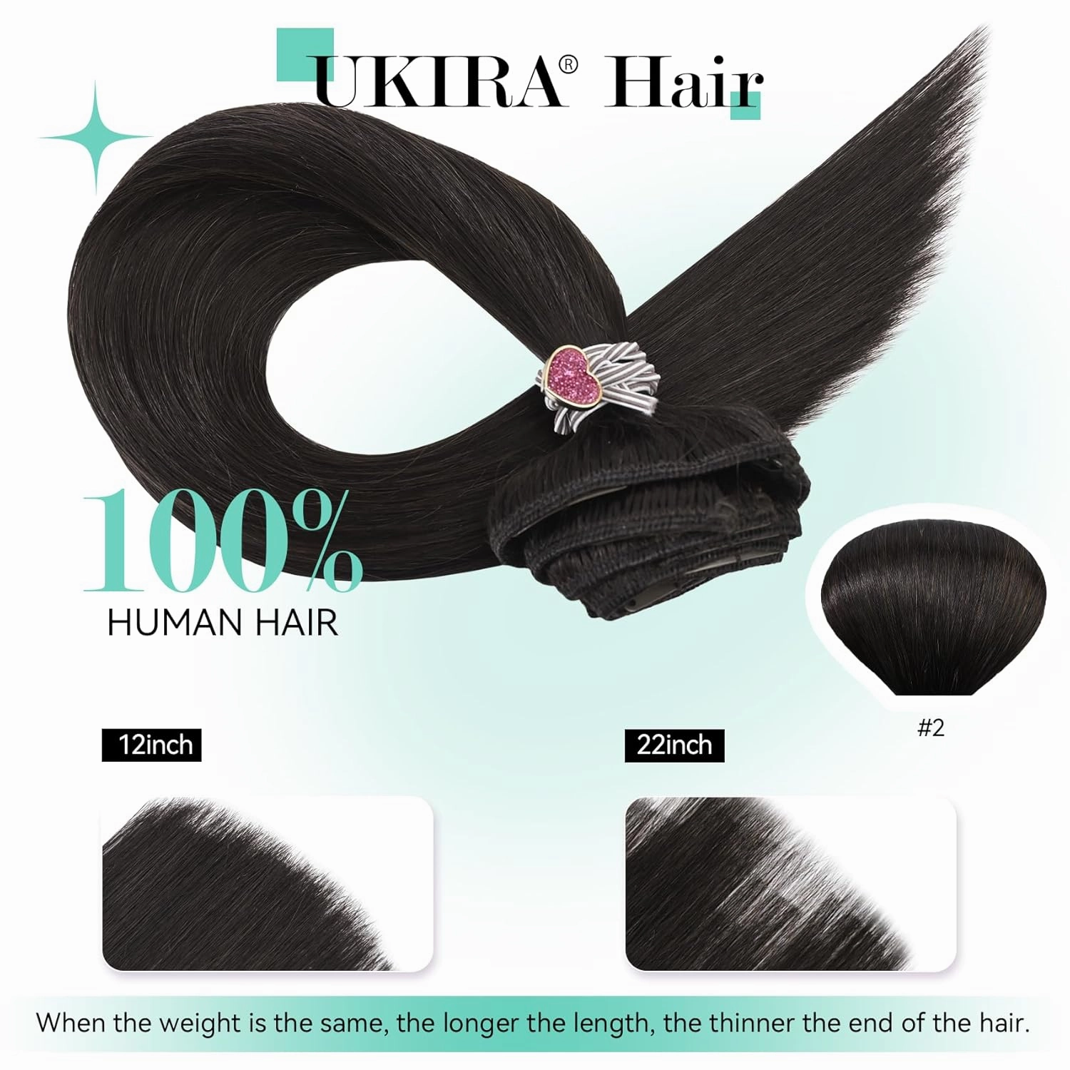 Ukira Dark Brown Hair Extensions Clip in Real Human Hair, 15 Inch 70g 7pcs Dark Brown Clip in Hair Extensions Real Human Hair, Soft Natural Straight Remy Human Hair Clip ins for Women