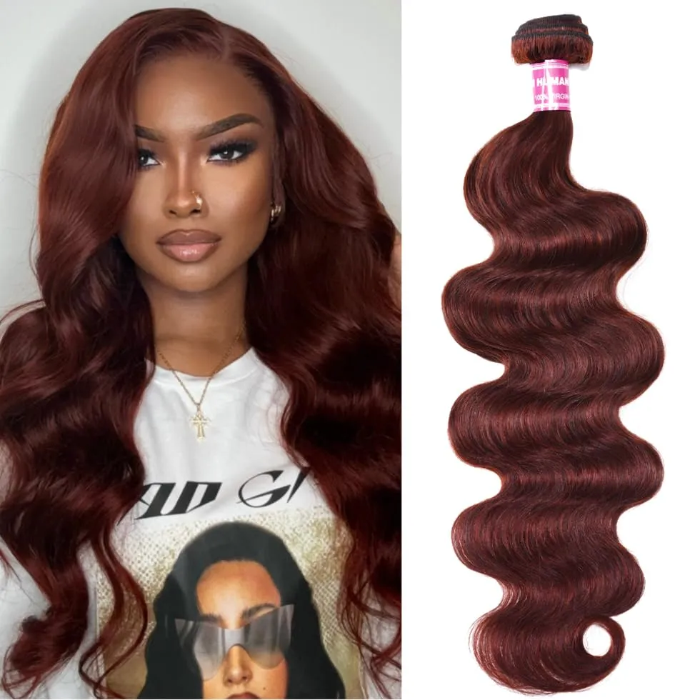 UNICE Reddish Brown Body Wave Human Hair Weave 1 Bundle 26 inch Brazilian Remy Human Hair Sew In Extensions 33b Color Soft and Keep Waves after Multiple Washes
