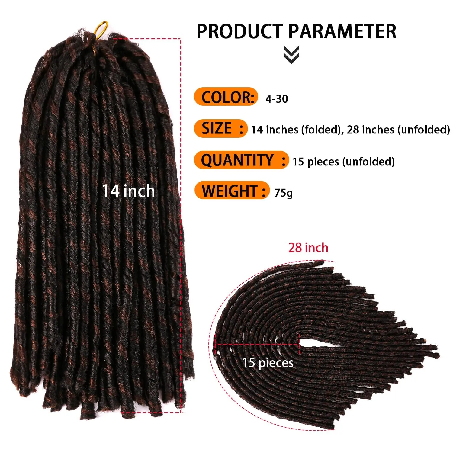 Urban Soft Dread Crochet Hair - 4 Packs Straight Faux Locs Crochet Braids 2 STYLE in ONE (#4-30)