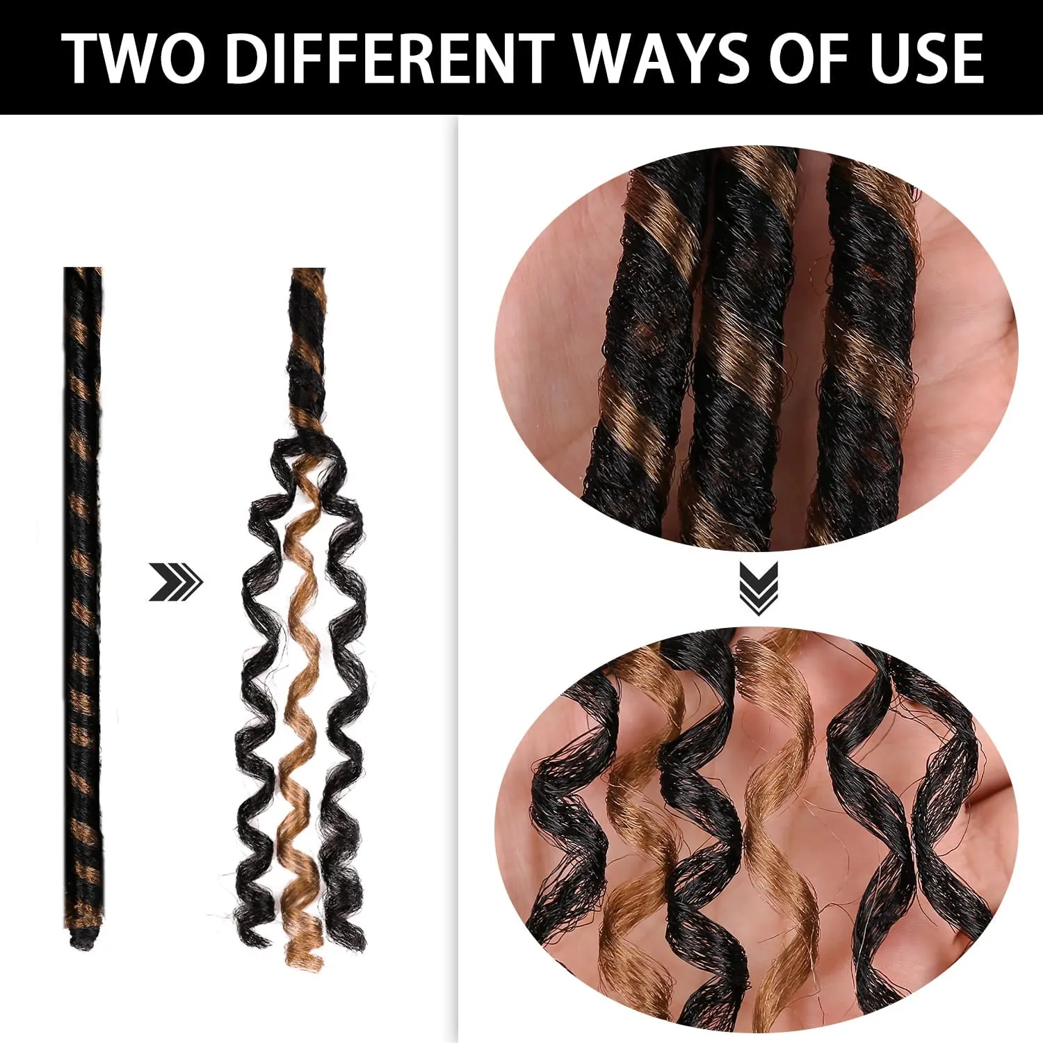 Urban Soft Dread Crochet Hair - 4 Packs Straight Faux Locs Dreadlocks Braids 2 Style in One (4 Packs, #1B-27)