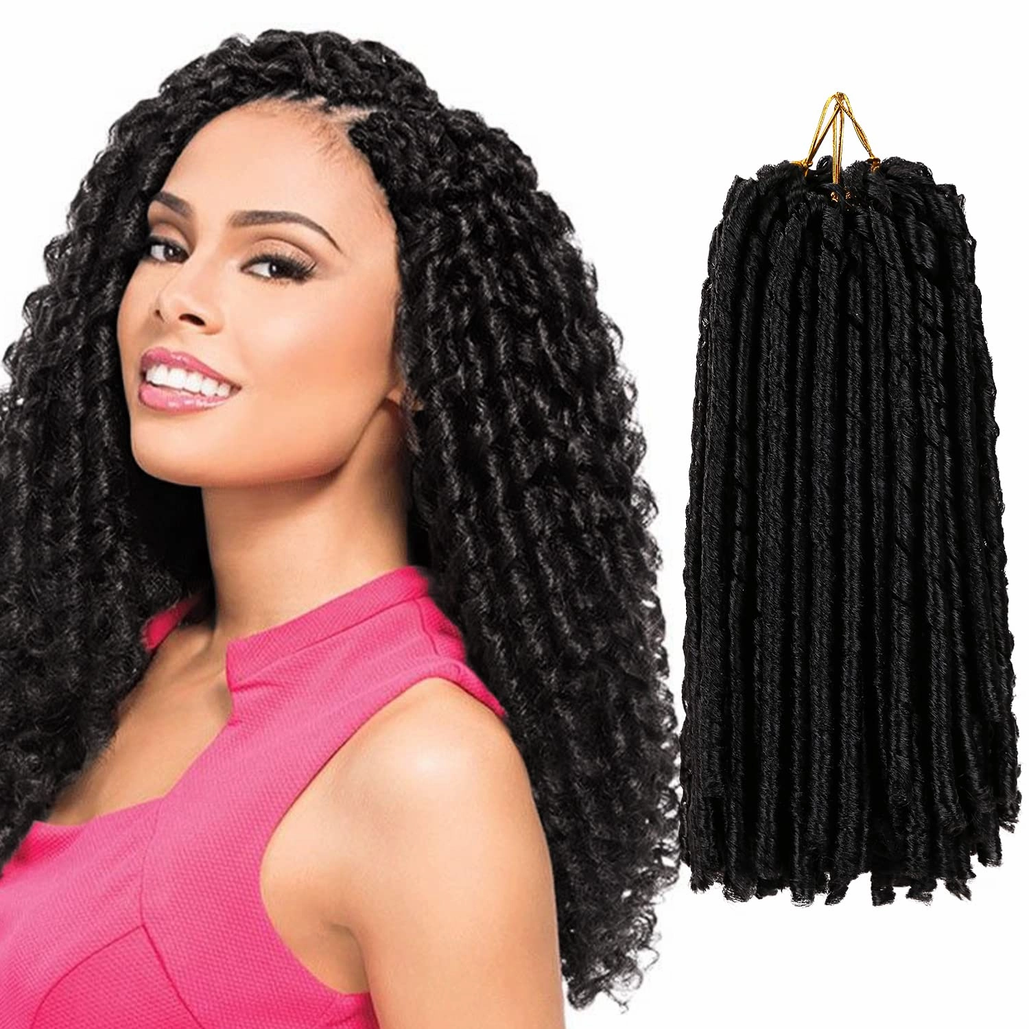 Urban Soft Dread Crochet Hair - 4 Packs Straight Faux Locs Crochet Braids 2 STYLE in ONE (#1B)