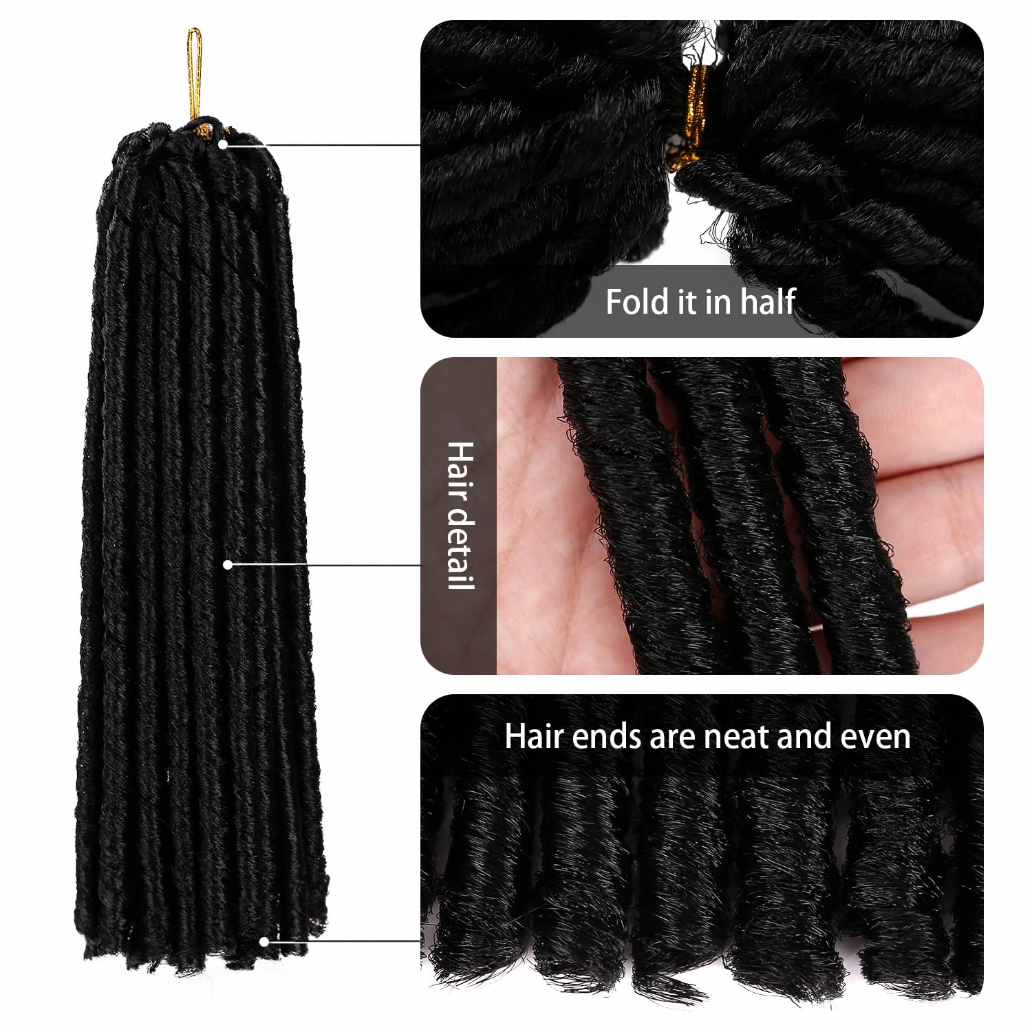 Urban Soft Dread Crochet Hair - 4 Packs Straight Faux Locs Crochet Braids 2 STYLE in ONE (#1B)