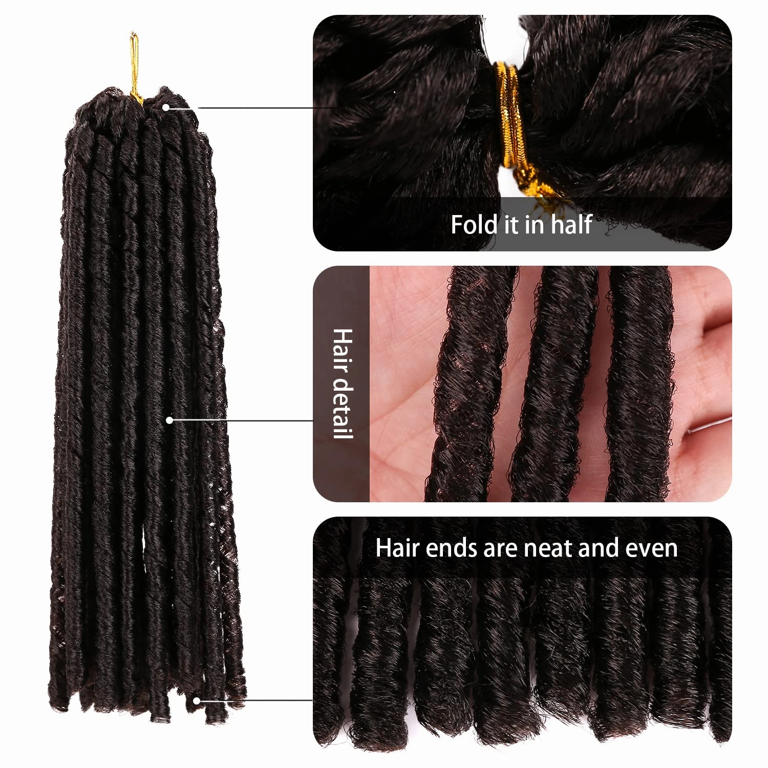 Urban Soft Dread Crochet Hair - 4 Packs Straight Faux Locs Crochet Soft Locs Braids 2 STYLE in ONE (#4)