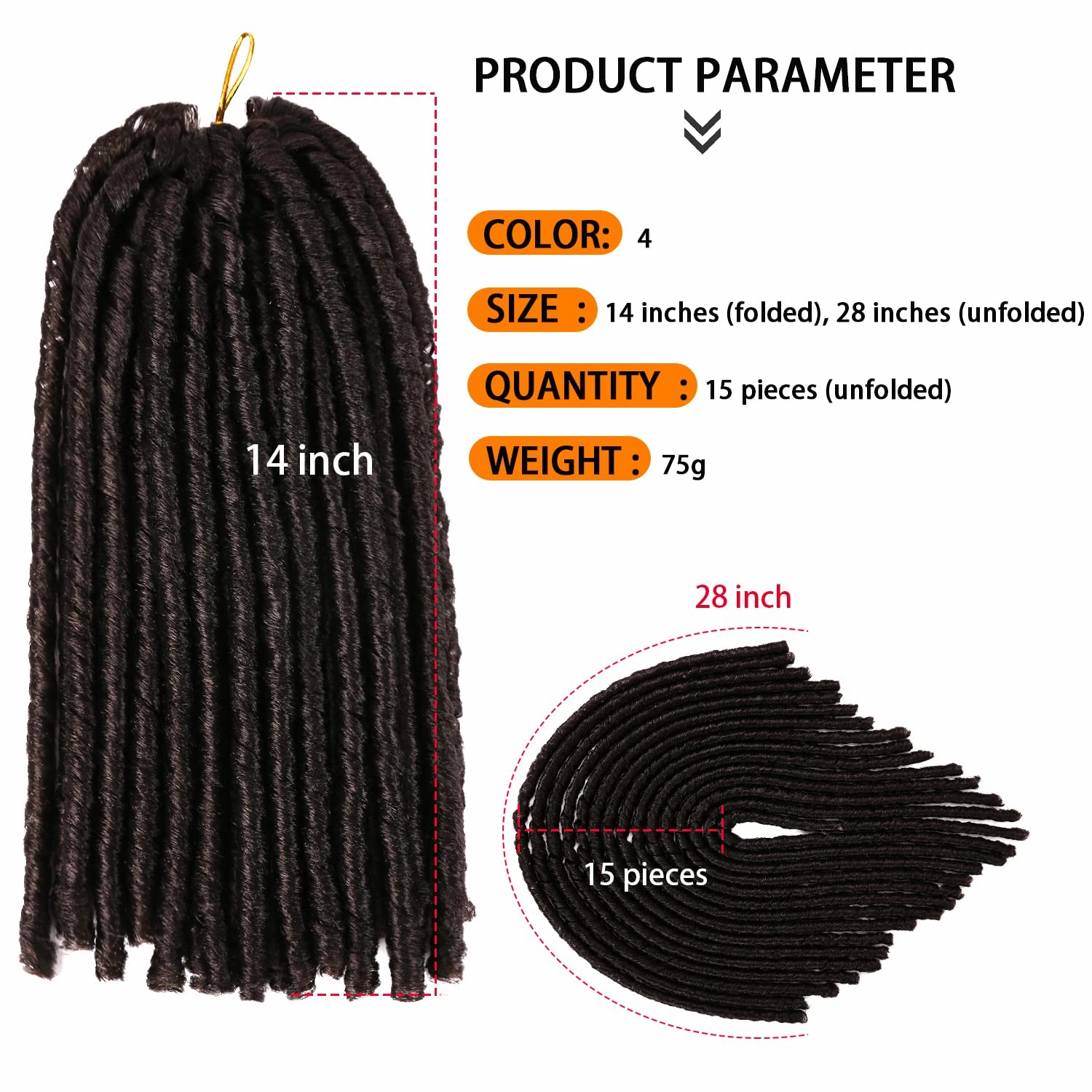 Urban Soft Dread Crochet Hair - 4 Packs Straight Faux Locs Crochet Soft Locs Braids 2 STYLE in ONE (#4)