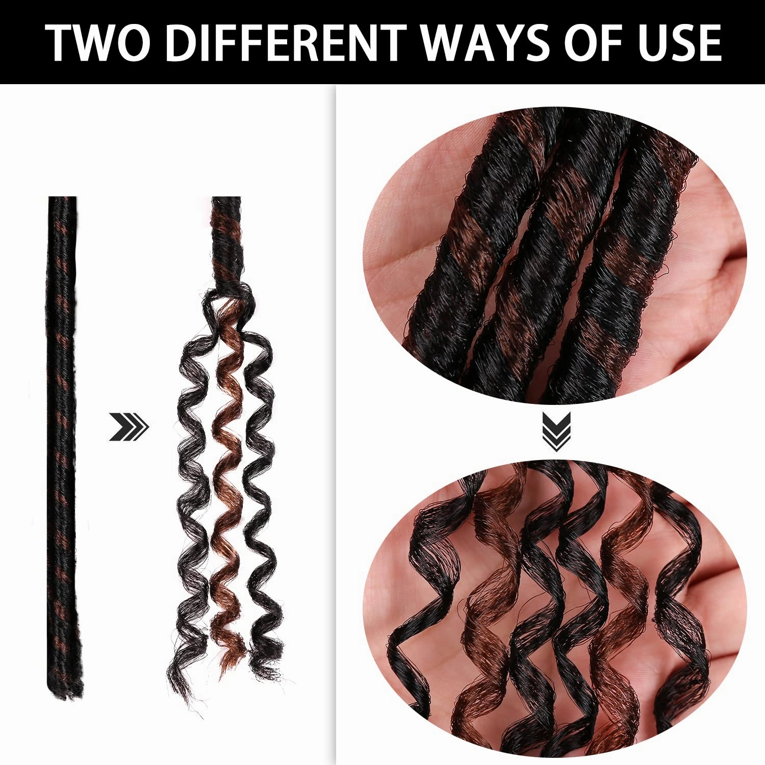 Urban Soft Dread Crochet Hair - 4 Packs Straight Faux Locs Dreadlocks Braids 2 Style in One (4 Packs, #1B-30)