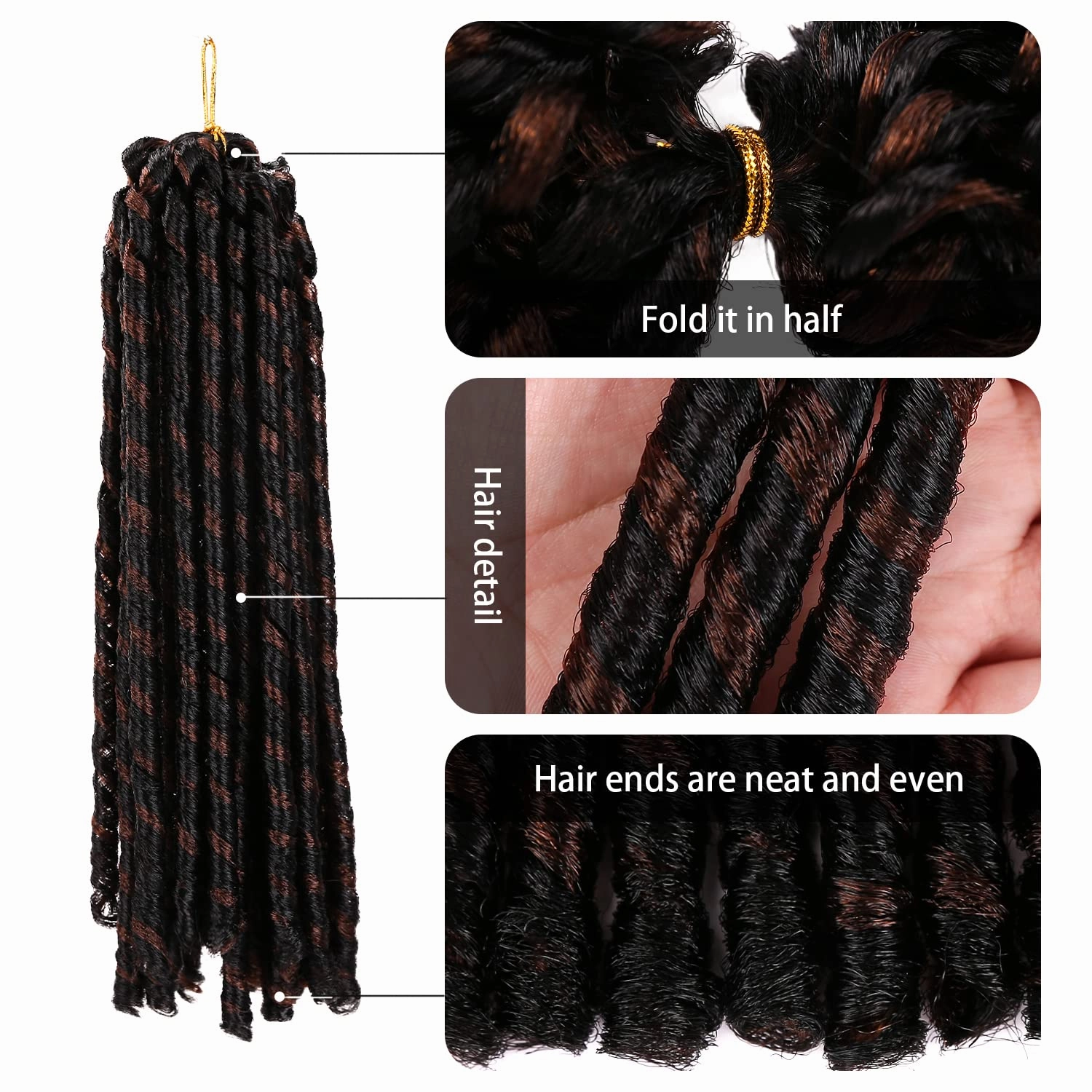 Urban Soft Dread Crochet Hair - 4 Packs Straight Faux Locs Dreadlocks Braids 2 Style in One (4 Packs, #1B-30)