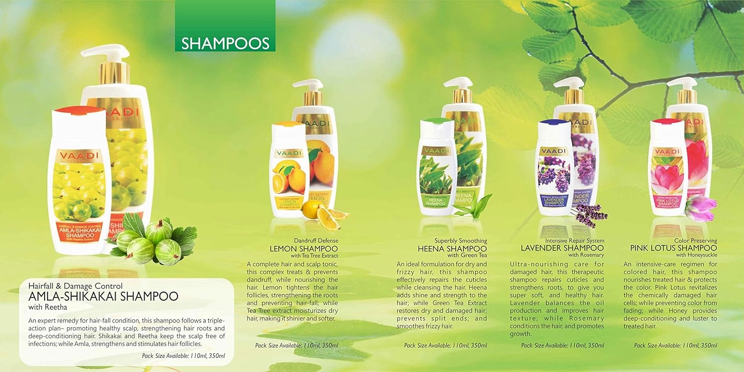 Vaadi Herbals Lavender with Rosemary Extract Shampoo - Intensive Repair Shampoo - ALL Natural - Sulfate Free - ParabEn Free - Suitable for All Hair Types - Pack of 2 X 11.8 Ounces