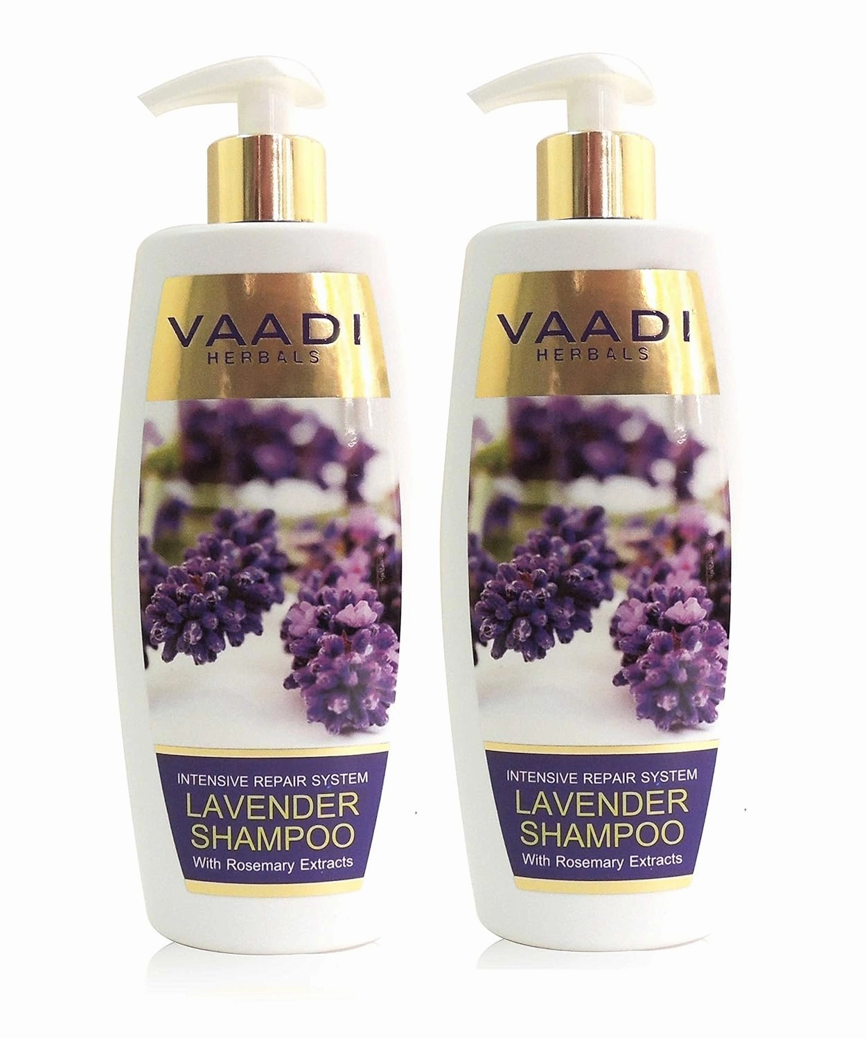Vaadi Herbals Lavender with Rosemary Extract Shampoo - Intensive Repair Shampoo - ALL Natural - Sulfate Free - ParabEn Free - Suitable for All Hair Types - Pack of 2 X 11.8 Ounces
