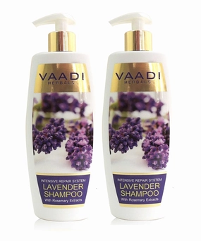 Vaadi Herbals Lavender with Rosemary Extract Shampoo - Intensive Repair Shampoo - ALL Natural - Sulfate Free - ParabEn Free - Suitable for All Hair Types - Pack of 2 X 11.8 Ounces