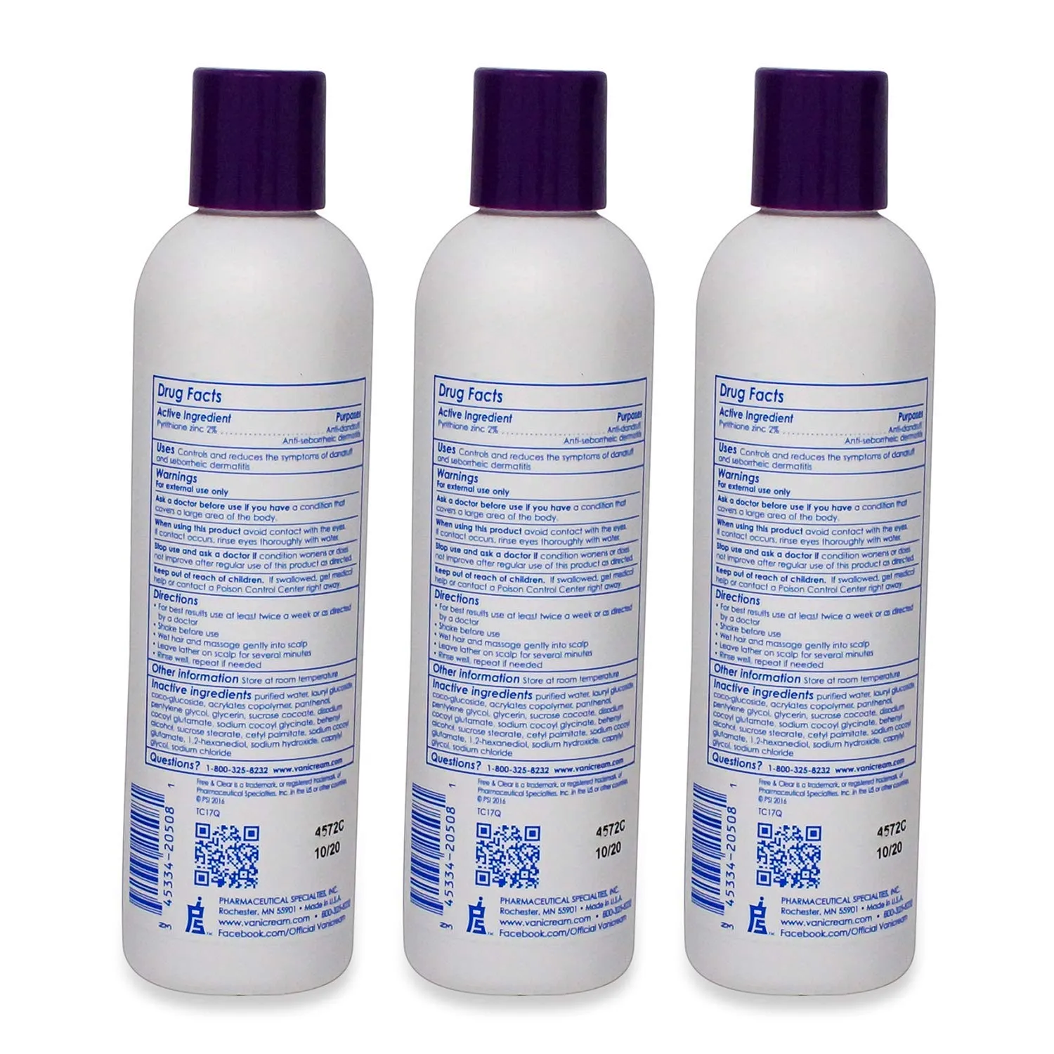 Vanicream Medicated Anti-Dandruff Shampoo, 8 fl oz Each (Pack of 3)