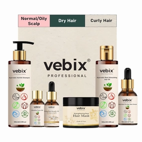 Ve-bix/ Professional Customized Regimen Full Kit Lotus AntiHairfall Shampoo & Neem Oil Hair Glow Serum Onion Hair Mask Hair Booster Serum & Kumkuma Face Brightening Oil(Dry Hair)
