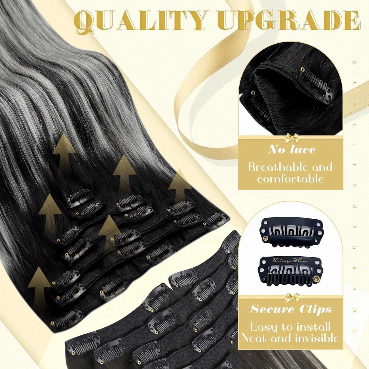 Ve Sunny Clip in Hair Extensions Real Human Hair Ombre Hair Clip in Extensions Ombre Black Roots to Grey Balayage Human Hair Extensions Clip ins Short Straight Remy Hair 80g 5pcs 12inch