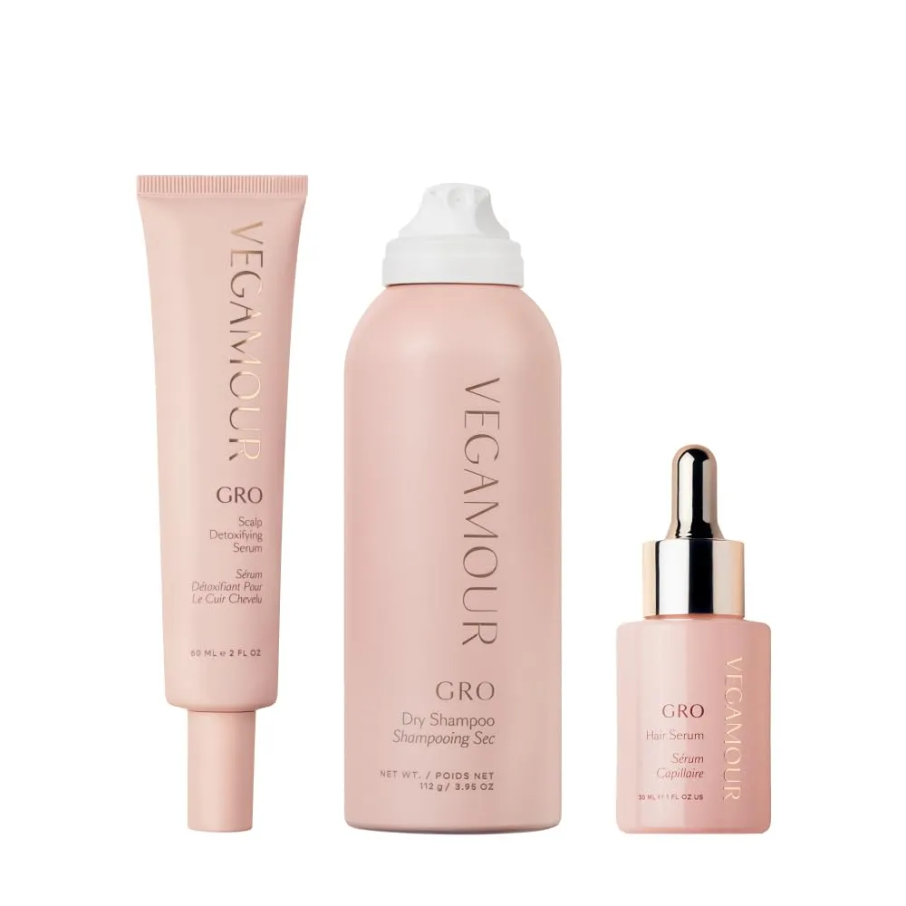 VEGAMOUR GRO Scalp Health Kit Includes GRO Scalp Detoxifying Serum, GRO Dry Shampoo & GRO Hair Serum for Thinning Hair