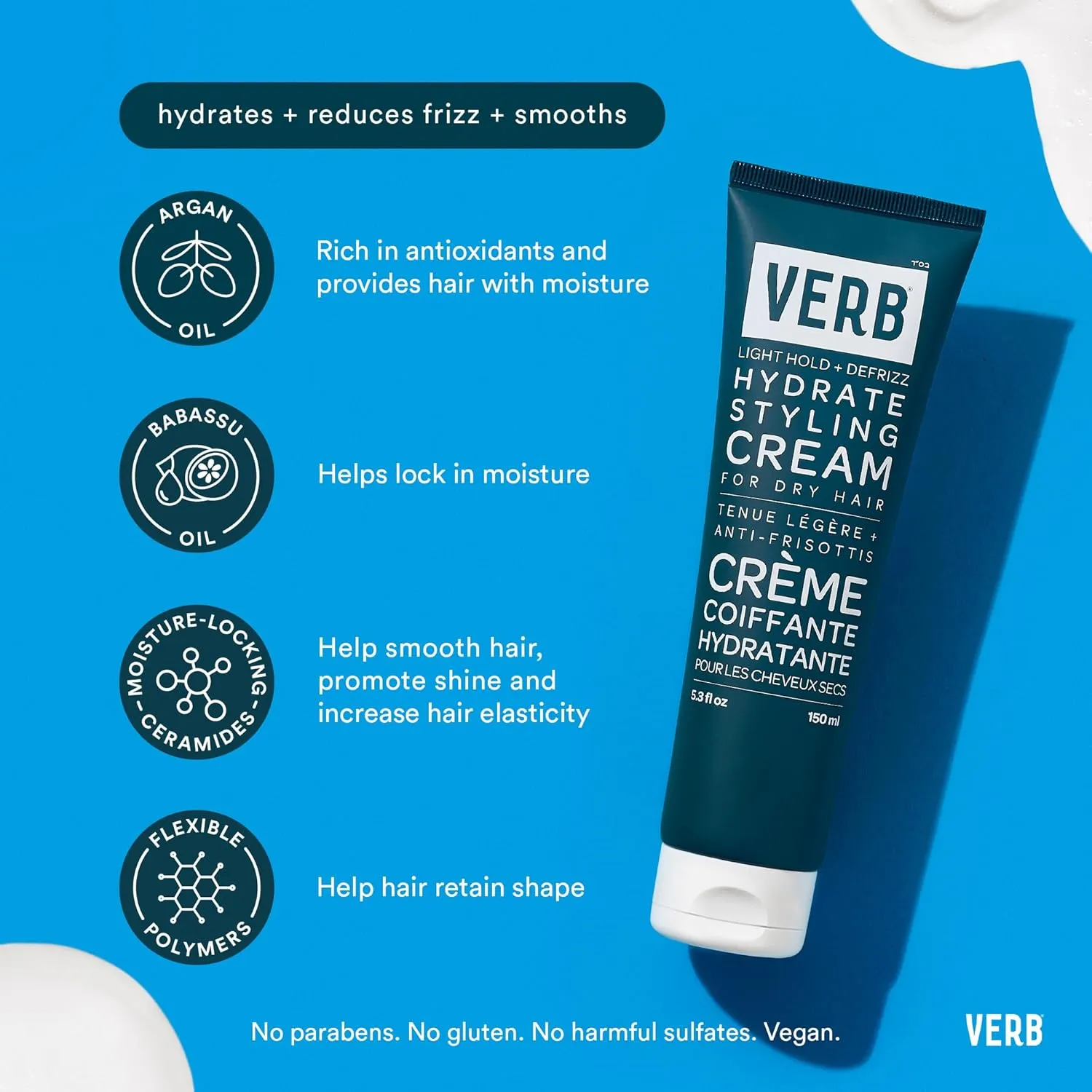 VERB Hydrate Shampoo   Conditioner Duo - Cleanses   Nourishes Dry   Frizzy Hair to Smooth   Reduce Frizz - Amber   Warm Jasmine Scent