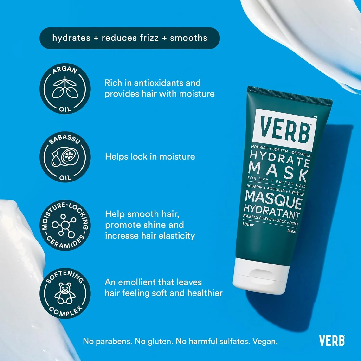 VERB Hydrate Shampoo   Conditioner Duo - Cleanses   Nourishes Dry   Frizzy Hair to Smooth   Reduce Frizz - Amber   Warm Jasmine Scent