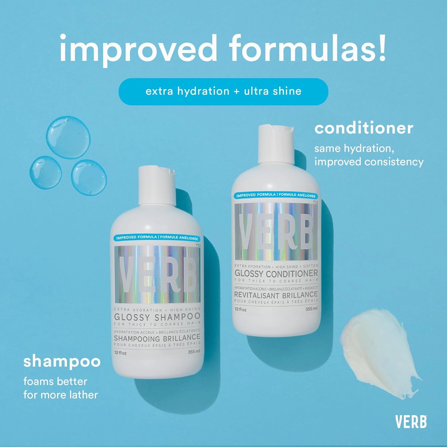 VERB Glossy Shampoo – Adds Moisture   High Shine for Thick to Coarse Hair – Sulfate, Paraben and Gluten Free