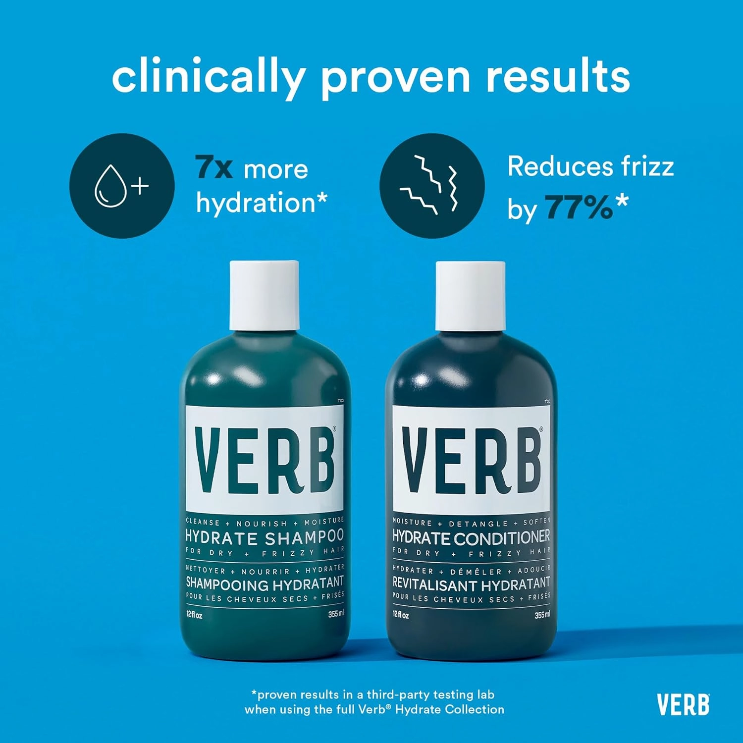 VERB Hydrate Shampoo   Conditioner Duo - Cleanses   Nourishes Dry   Frizzy Hair to Smooth   Reduce Frizz - Amber   Warm Jasmine Scent