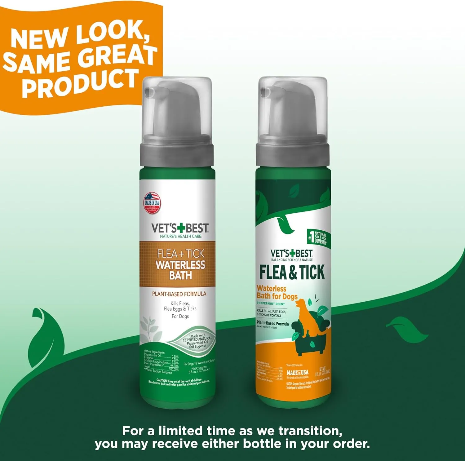 Vet's Best Flea & Tick Waterless Bath Foam for Dogs - Flea-Killing Dry Shampoo for Dogs - Plant-Based Ingredients - Certified Natural Oils - 8 oz