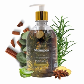 Viral New Herbal Shampoo 500ml (16.9 fl oz) - With Real Rosemary, Cinnamon, Anise, Clove, Aloe, Ginger, & Eucalyptus - Fortalece, Regenera, Acelera Crecimiento – 100% Natural & Handcrafted