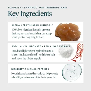 Virtue Flourish Shampoo, Conditioner, and Density Booster Spray Bundle for Fine and Thinning Hair, Sulfate Free, Color Safe