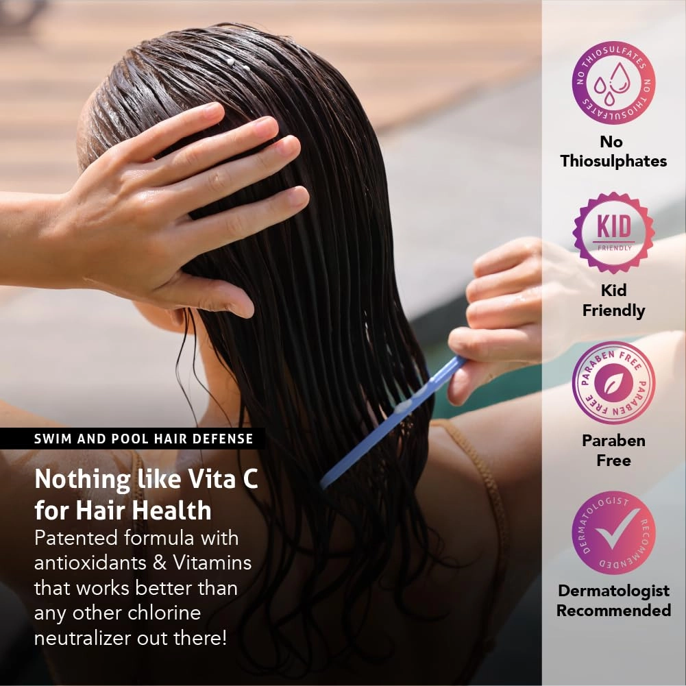 Vita C Swimmers Post-Swim Chlorine Removing Shampoo & Body Wash, Swim Tested, Gently Eliminate Chlorine & Water Toxins. Patented Antioxidant Formula, Hydrates & Rejuvenates Hair and Skin - 8 Fl Oz