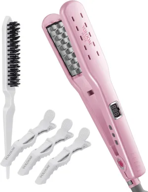 VOLOOM Petite 1” Inch Professional Volumizing Ceramic Flat Iron - Hair Volumizer & Styling Tool with Adjustable Temp & Auto Shut-Off for Lasting Volume for Medium or Fine Hair - Heat Resistant Case
