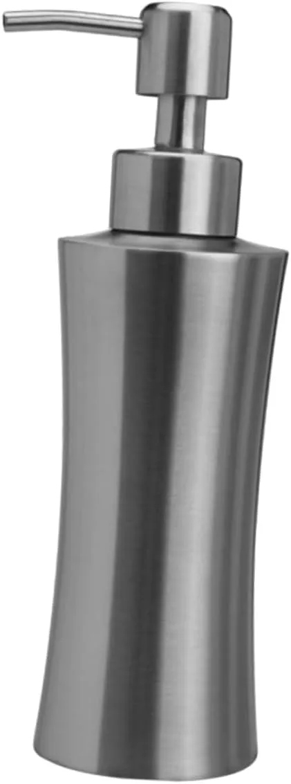 Waist Curve Lotion Bottle 925 Stainless Steel Soap Dispenser Pump Bottle Shampoo Lotion (Silver 250ml)