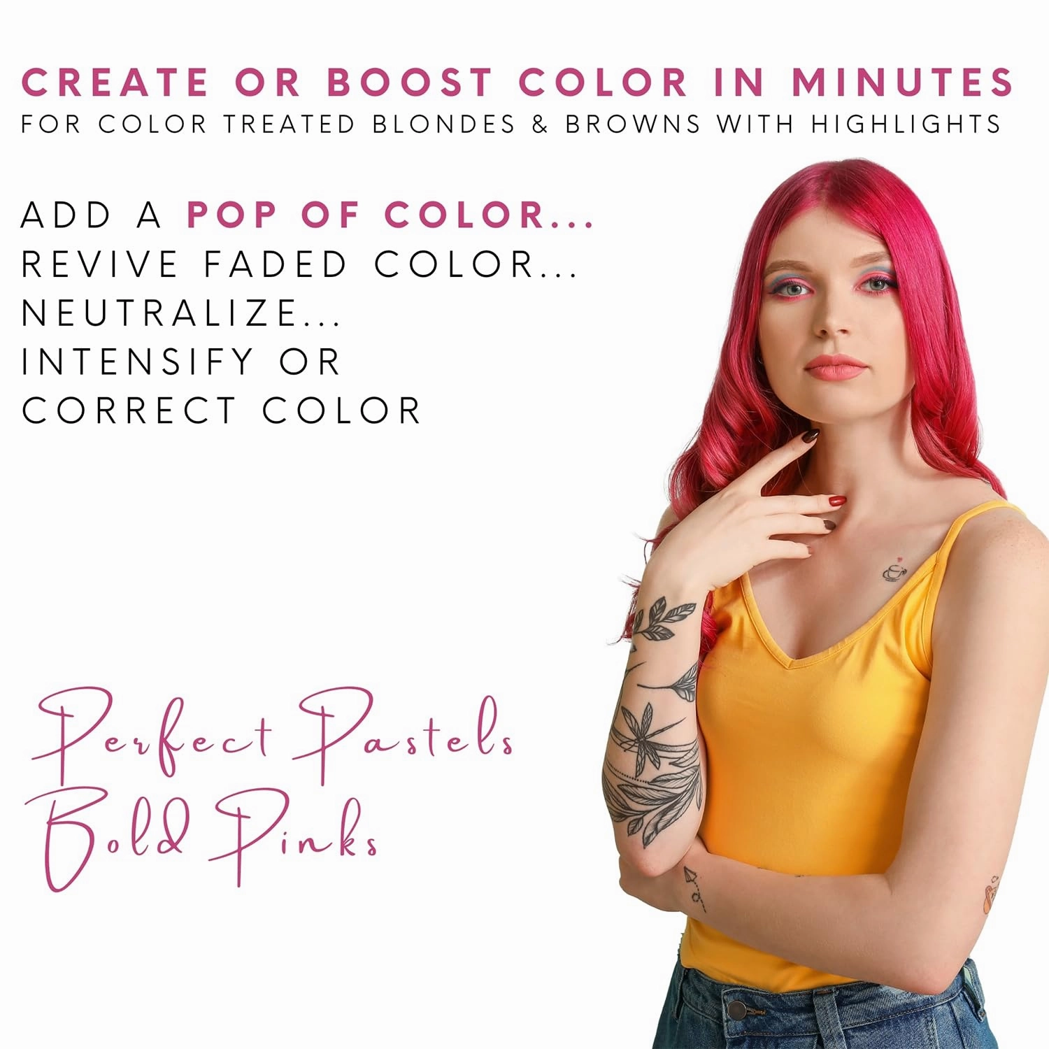 Watercolors Base Drops, Temporary Hair Dye Color Booster, Cruelty-Free, 4 oz - PINK