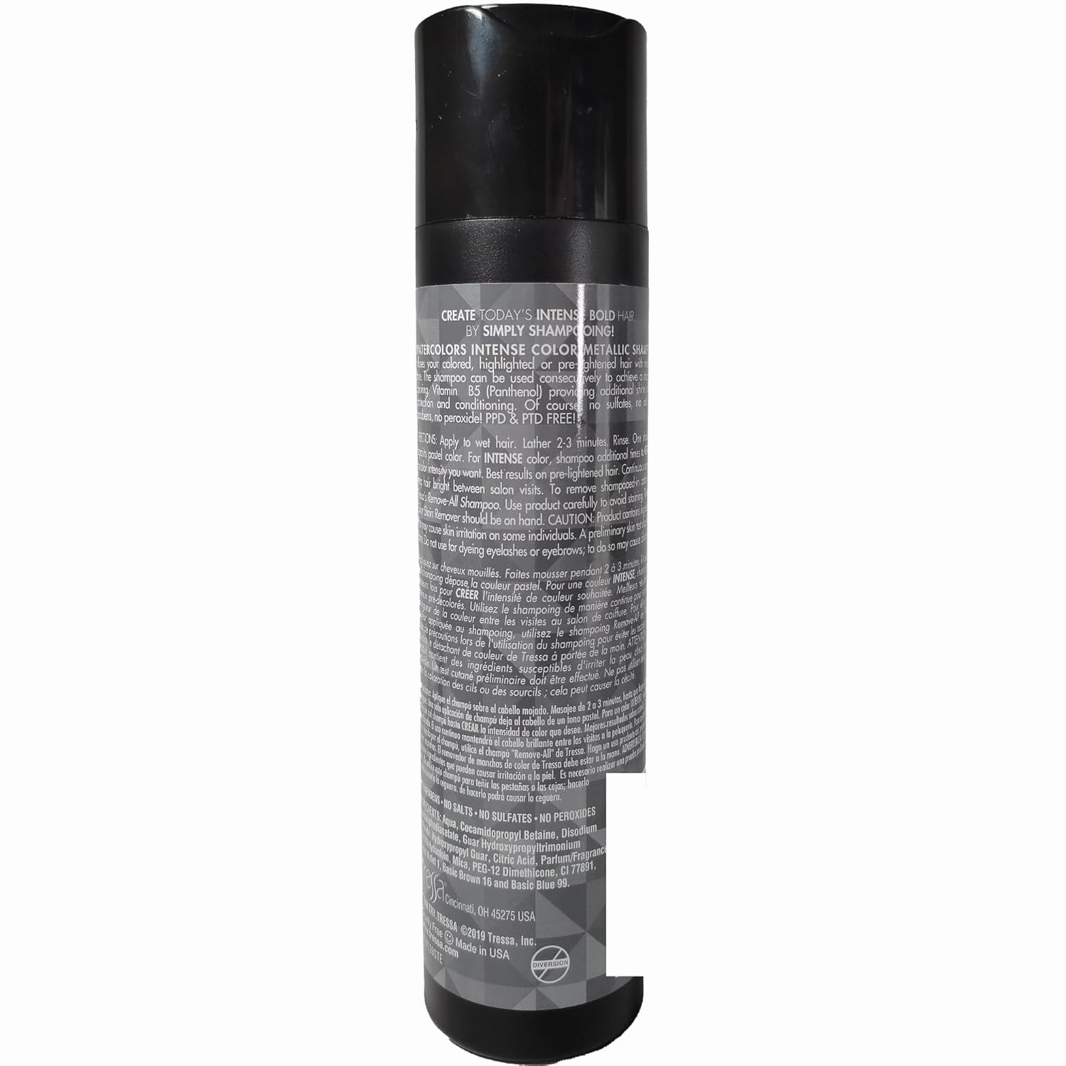 Watercolors INTENSE METALLIC Semi Permanet Color Depositing Shampoo-Sulfate & Paraben Free to Maintain & Enhance Hair Color 8 fl oz - STEEL