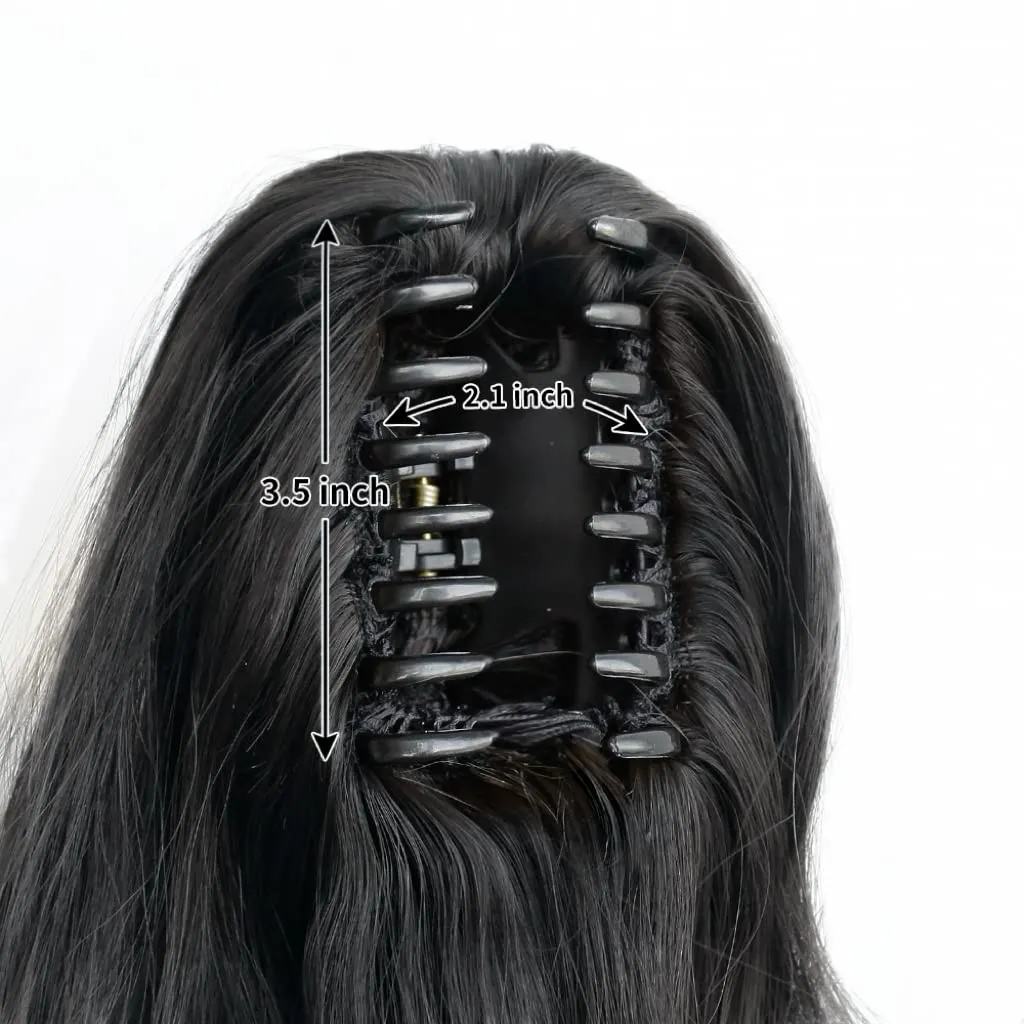 Wavy Ponytail Extension Claw Clip for Black Women 18" Synthetic Curly Clips in Pony Tails Hair Extensions Wigs Fluffy Heat Resistant Hairpieces for Wedding Party Daily Use 6 Oz Natural Black