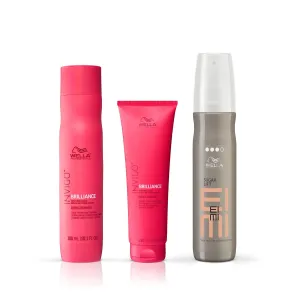 Wella Professionals Invigo Brilliance Shampoo & Conditioner for Fine/Normal Colored Hair, Color Protection & Color Vibrancy   EIMI Sugar Lift Spray, For Added Volume And Natural Lift, Hair Care Bundle