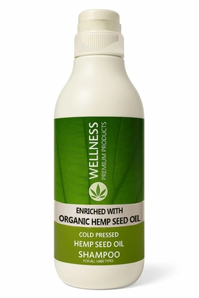 Wellness Premium Organic Hemp Shampoo – Natural Hair Growth Shampoo with Organic Infusion, Hemp Seed Oil – Hair Loss & Color Safe Care – Vegan, for All Hair Types, 33.8oz (1 Liter)