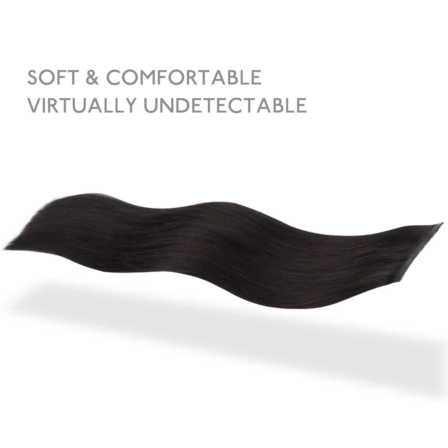 WENNALIFE Genius Seamless Clip-in Hair Extensions - 7pcs Ultra Invisible, 50% Thinner, Natural Black Real Human Hair