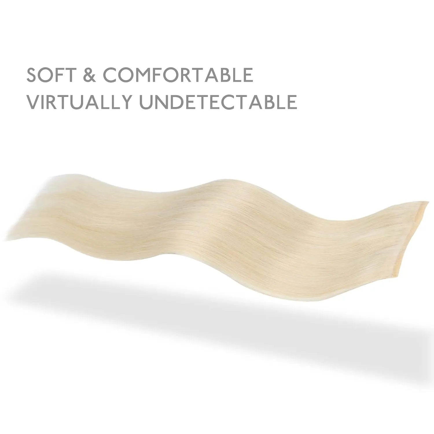 WENNALIFE Genius Seamless Clip-in Hair Extensions - 7pcs Ultra Invisible, 50% Thinner, Platinum Blonde Real Human Hair