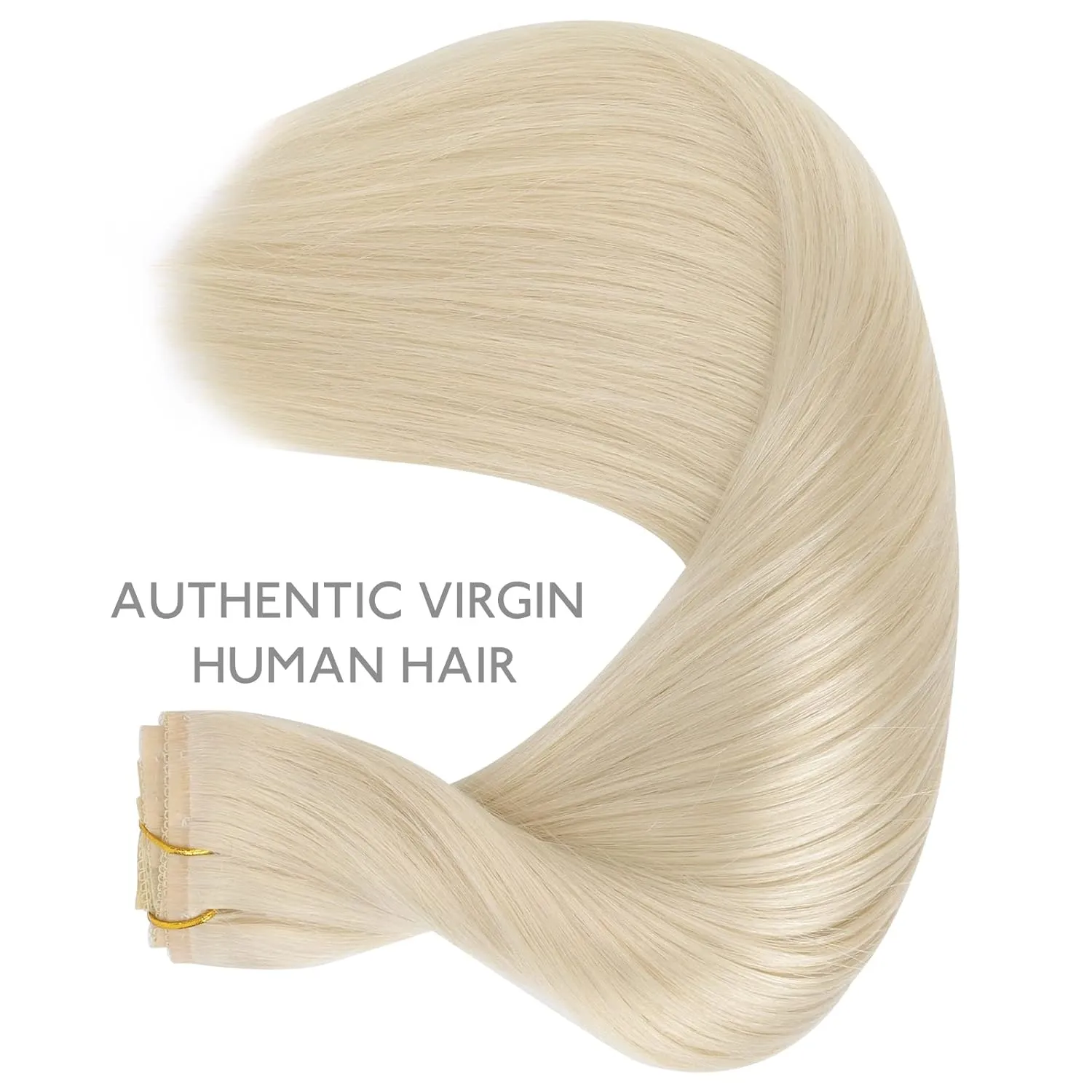 WENNALIFE Genius Seamless Clip-in Hair Extensions - 7pcs Ultra Invisible, 50% Thinner, Platinum Blonde Real Human Hair