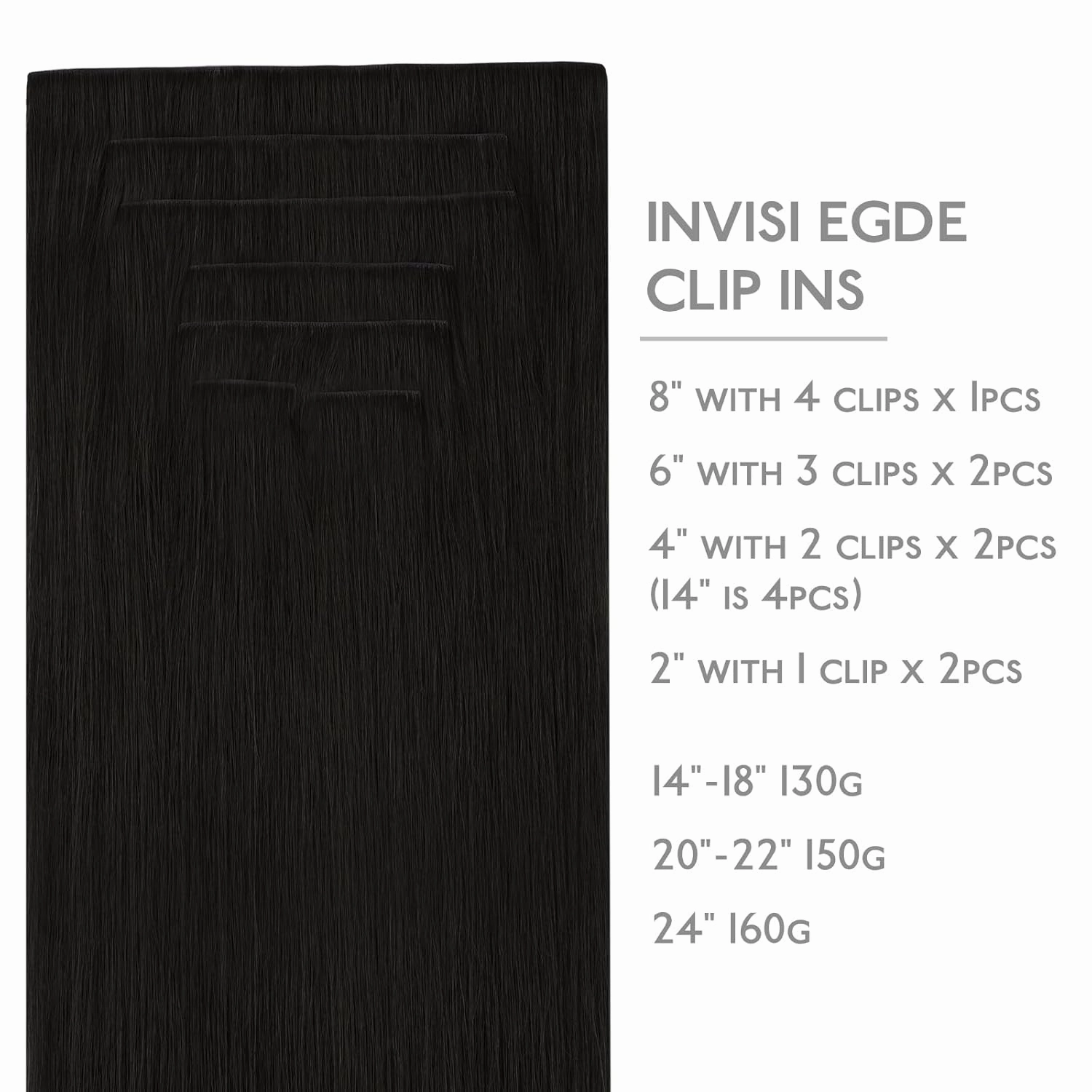 WENNALIFE Invisi Edge Clip in Hair Extensions Real Human Hair, 16 Inch 130g 7pcs Natural Black Seamless Clip in Extensions Remy Hair Clip Ins Invisible Skin Weft Straight Extensiones De Cabello Hmano