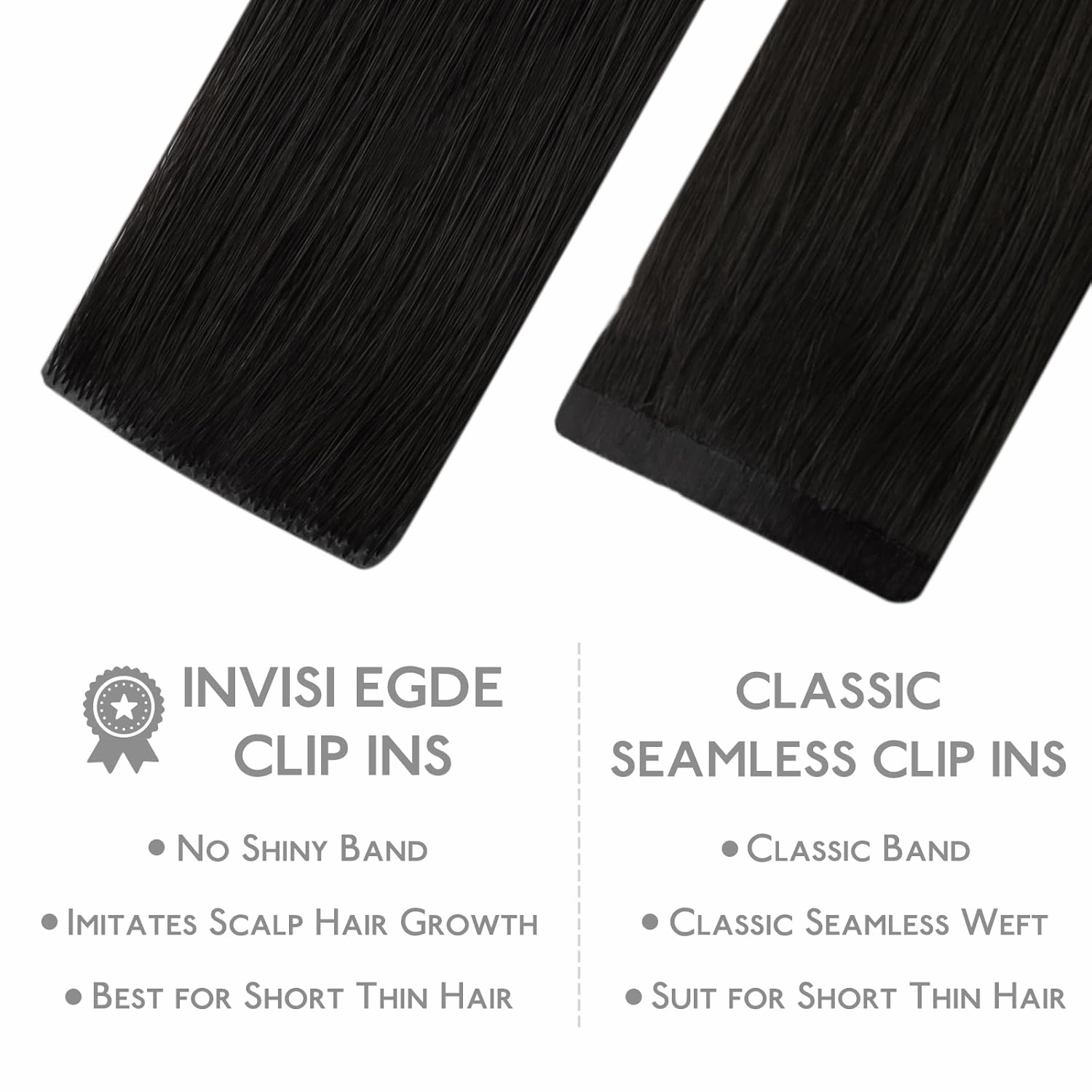 WENNALIFE Invisi Edge Clip in Hair Extensions Real Human Hair, 16 Inch 130g 7pcs Natural Black Seamless Clip in Extensions Remy Hair Clip Ins Invisible Skin Weft Straight Extensiones De Cabello Hmano