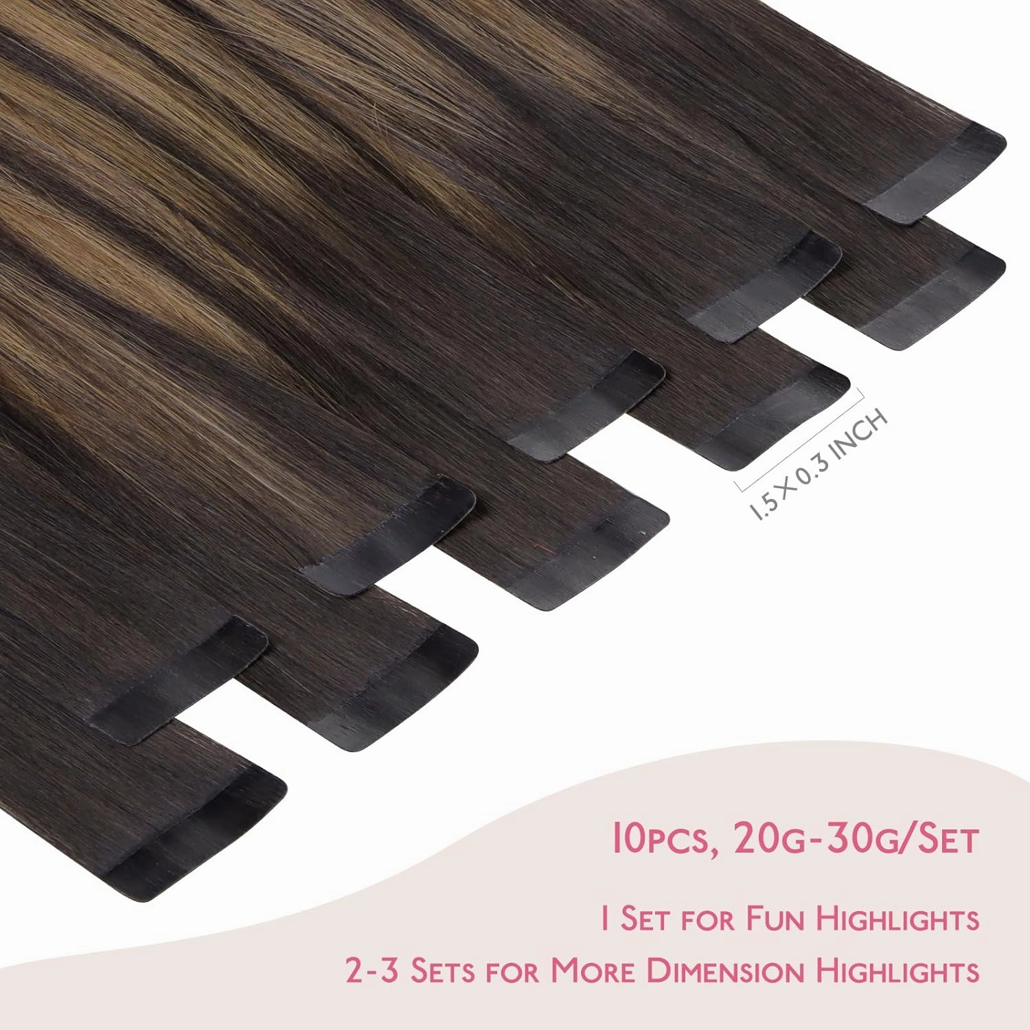 WENNALIFE Tape in Hair Extensions Human Hair Balayage Dark Brown Mixed Chestnut Brown Tape in Extensions, 10pcs 25g 16 inch Remy Invisible Tape Ins Straight Soft Real Human Hair Tape in Extensions