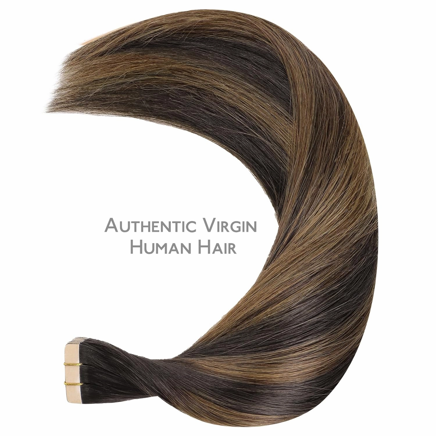 WENNALIFE Tape in Hair Extensions Human Hair Balayage Dark Brown Mixed Chestnut Brown Tape in Extensions, 10pcs 25g 18 inch Remy Invisible Tape Ins Straight Soft Real Human Hair Tape in Extensions