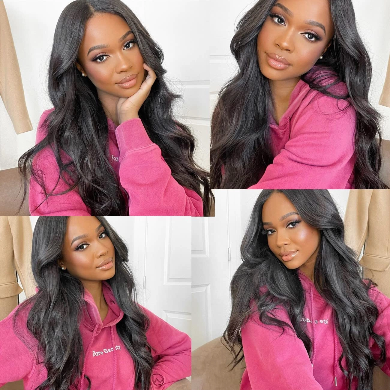 WIGNEE Lace Front Wig Body Wave Black Wig Long Curly Wigs Natural Black Synthetic Lace Front Wigs for Black Women (Black)