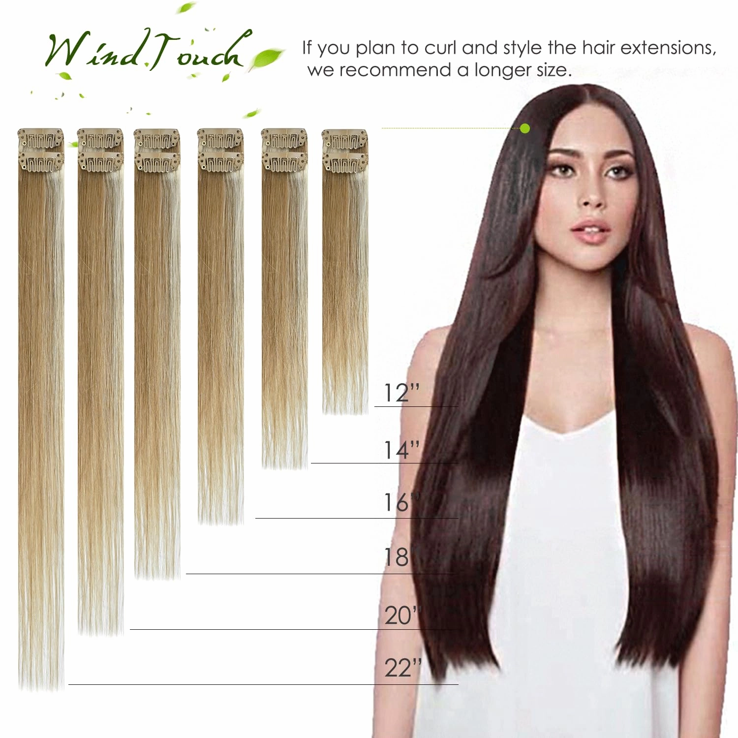 WindTouch Clip In Hair Extensions Real Human Hair Clip ins Virgin Hair Jet Black Hair Extensions Thick Full Head #1 120g 22Inch 7PCS Clip in Hair Extensions Real Human Hair