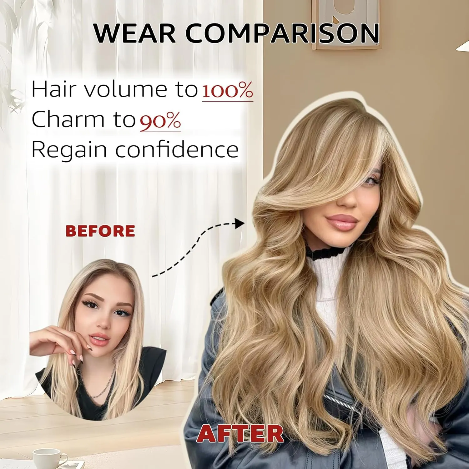 Wire Hair Extensions Fish Line Hair Extensions Golden Brown with Caramel Blonde Hair, Invisible Hair Extensions Real Human Hair 14inch 70g Adjustable Size Hair Extensions(#10/27/27-14inch)